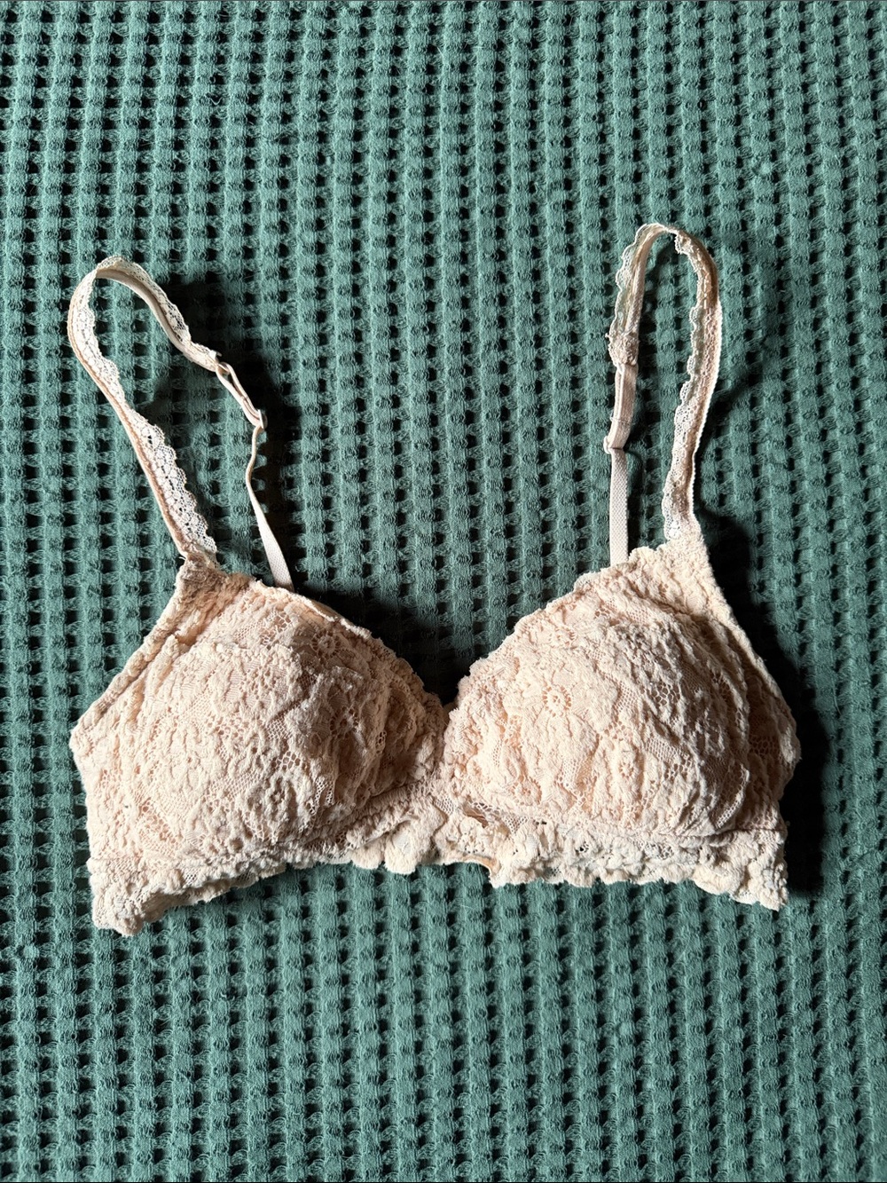 aerie Peach Lace Bralette - Soft Scalloped Trim